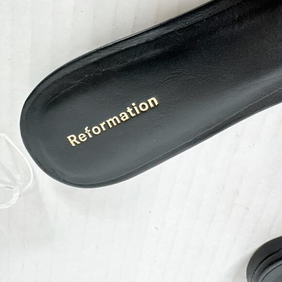 Reformation Sandals Womens Size 9.5 Black Marcella Ruched Slide Square Toe‎ - Picture 6 of 8